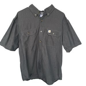 Carhartt Mens Button Up Shirt Large Original Fit Gray Cotton Workwear Casual